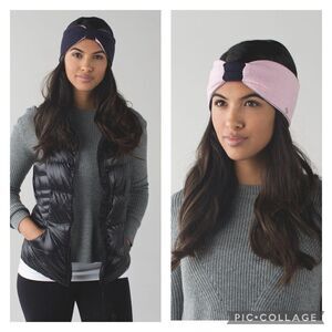 Lululemon Divinity Merino Wool Reversible Earwarmer Black Grape Powdered Rose